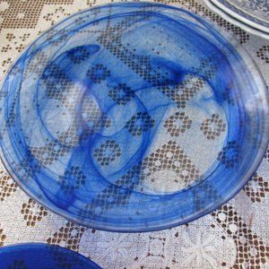 Cobalt Blue Glass Plate Charger plates Serving Platter Blue Home Decor Blue